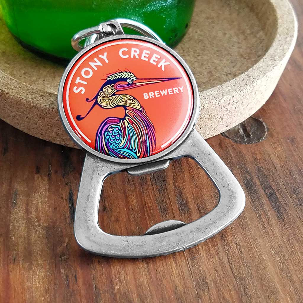 Round bottle opener deals keychain