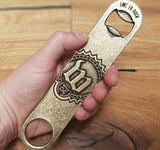 vintage brass custom die struck bottle opener paddle