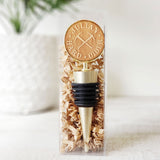 custom engraved wood wine stoppers gold with gift box