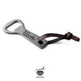 custom raw metal wrench bottle opener with leather cord usa made